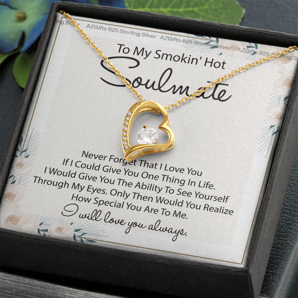 To My Smokin Hot Soulmate Necklace - Wife Gifts From Husband To My Wife Necklace, Gift for Her Romantic, Girlfriend Gifts Necklace for Wife from Men Includes Message Card and Gift Box 22 Forever Love Necklace