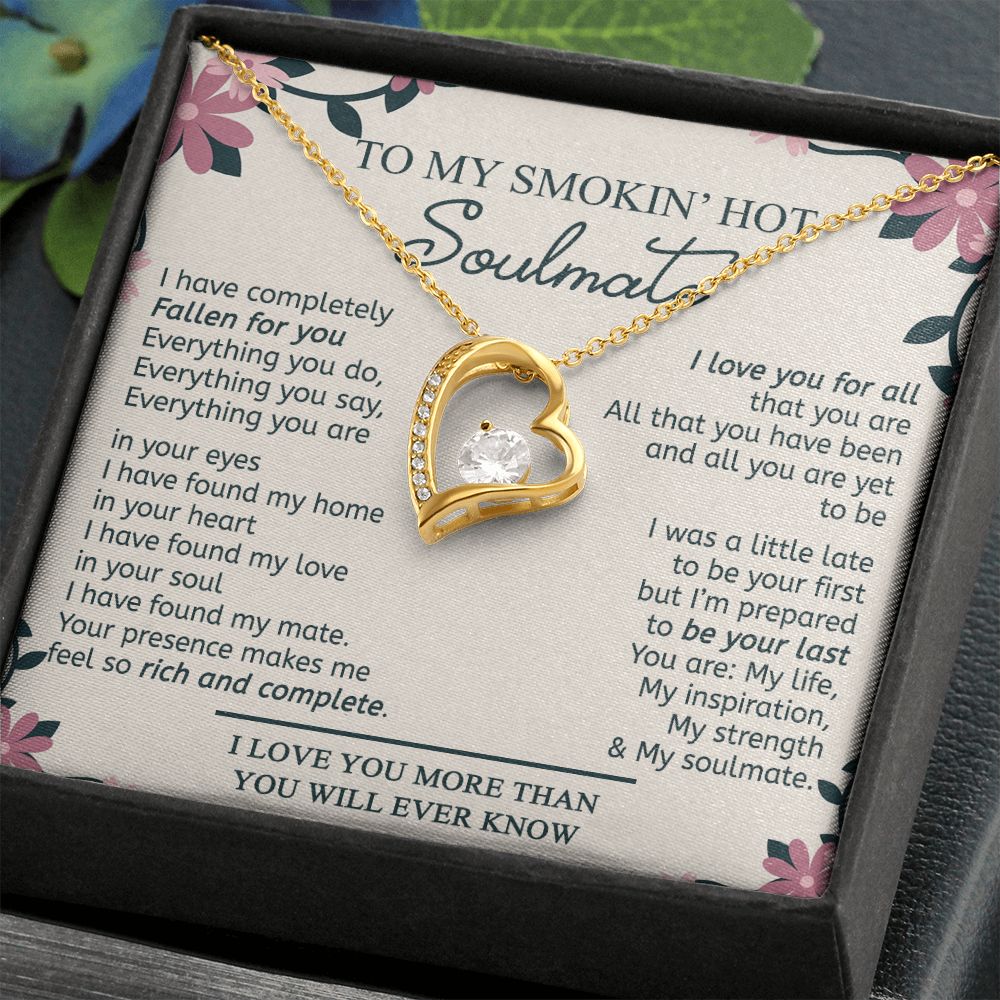 To My Smokin Hot Soulmate Necklace - Wife Gifts From Husband To My Wife Necklace, Gift for Her Romantic, Girlfriend Gifts Necklace for Wife from Men Includes Message Card and Gift Box 17 Forever Love Necklace