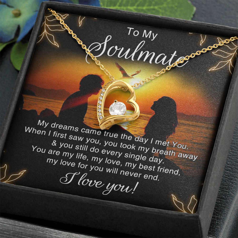 To My Soulmate Necklace for Women Birthday Christmas Jewelry Gifts For My Wife with Message Card Box Personalized Gift Present Pendant for Future Wife Soulmate Girlfriend Love 6 Forever Love Necklace