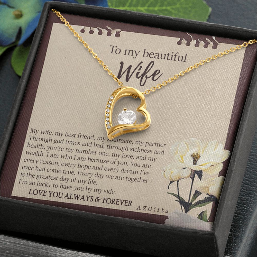 To My Wife Necklace from Husband, Personalized Necklace for Women, Luxury Necklace for Wife from Man Men, Wedding Anniversary Present For Wife, Beautiful Wife Jewelry Christmas Birthday Gifts For Wife7 Forever Love Necklace