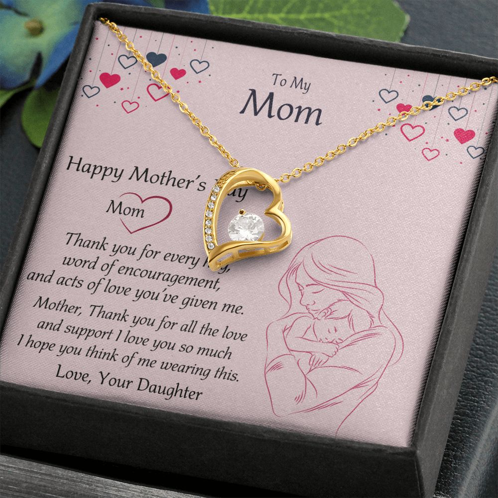 Mom Necklace Gifts for Mom from Daughter to Mom Gifts for Mothers Day from Daughter, To My Mom Necklace from Daughter to Mom Birthday Gifts Necklace with Message Card and Gift Box10 Forever Love Necklace