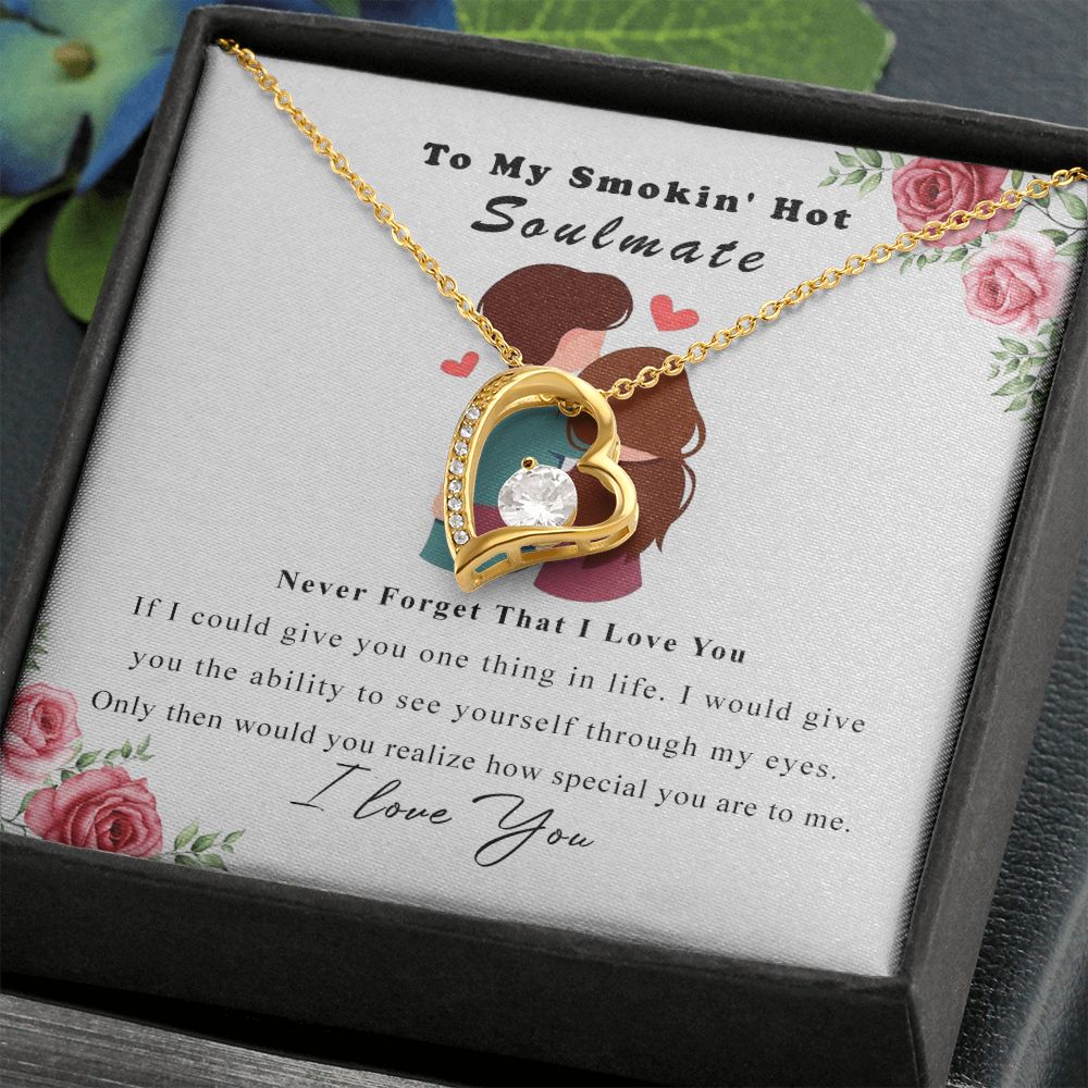 To My Smokin Hot Soulmate Necklace - Wife Gifts From Husband To My Wife Necklace, Gift for Her Romantic, Girlfriend Gifts Necklace for Wife from Men Includes Message Card and Gift Box Forever Love Necklace