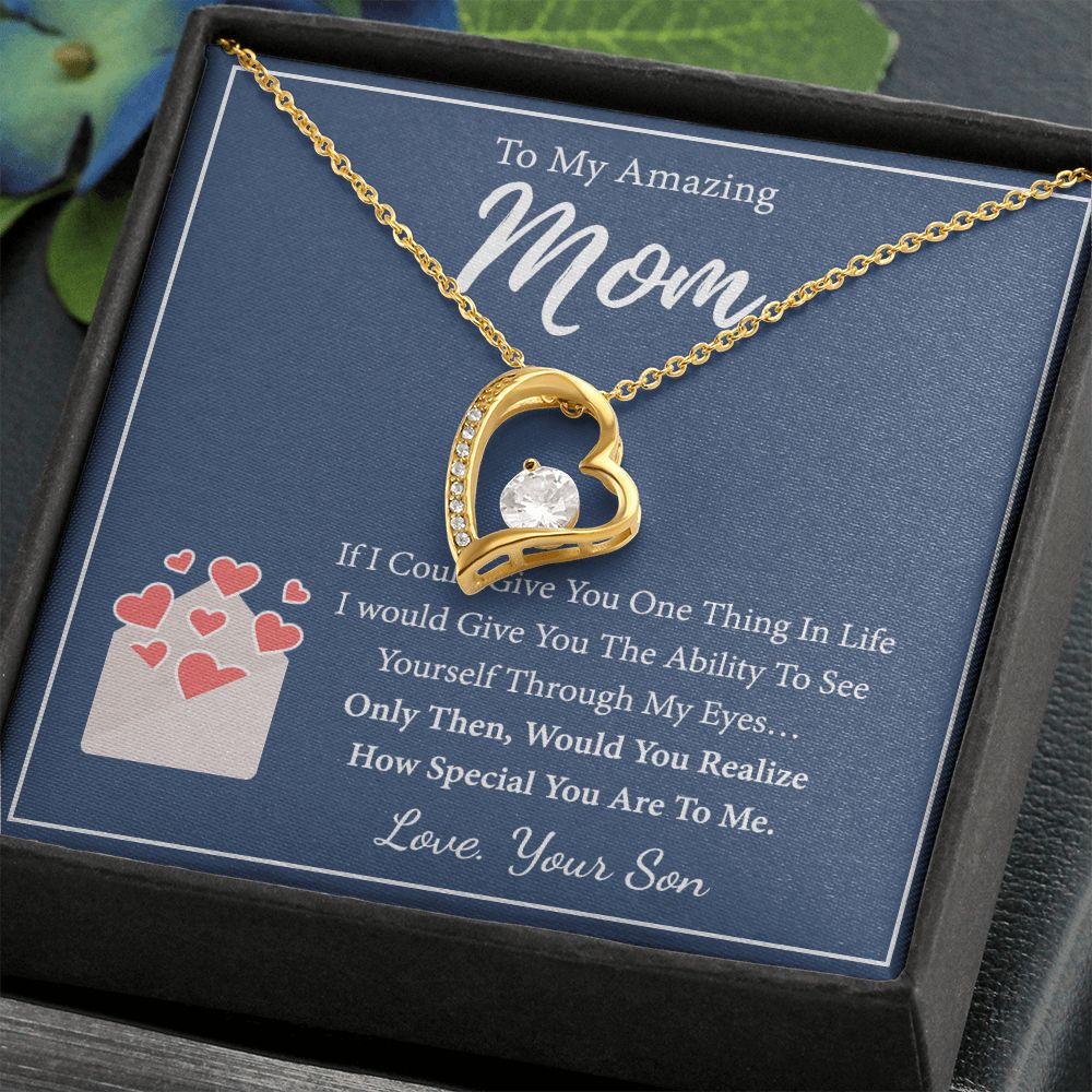 Mom Necklace Gifts for Mom from Daughter to Mom Gifts for Mothers Day from Daughter, To My Mom Necklace from Daughter to Mom Birthday Gifts Necklace with Message Card and Gift Box2238 Forever Love Necklace