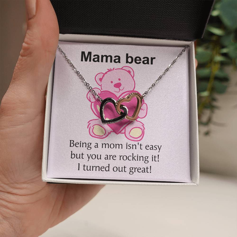 Mama Bear Heart Necklace - Mom Bear Gif Heart Pendant From Son Or Daughter