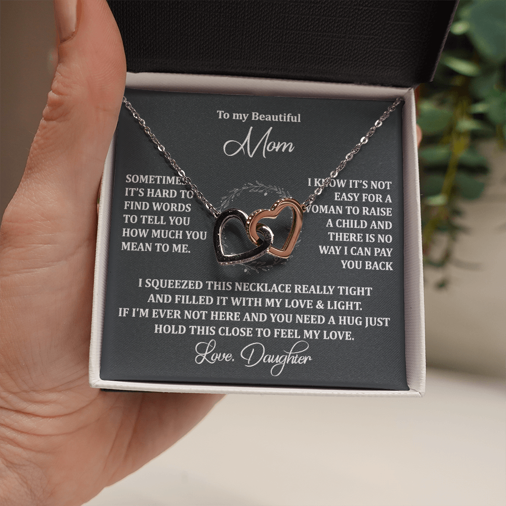 To My Beautiful Mom Necklace Gift From Daughter, Jewelry For Women Pay you Back