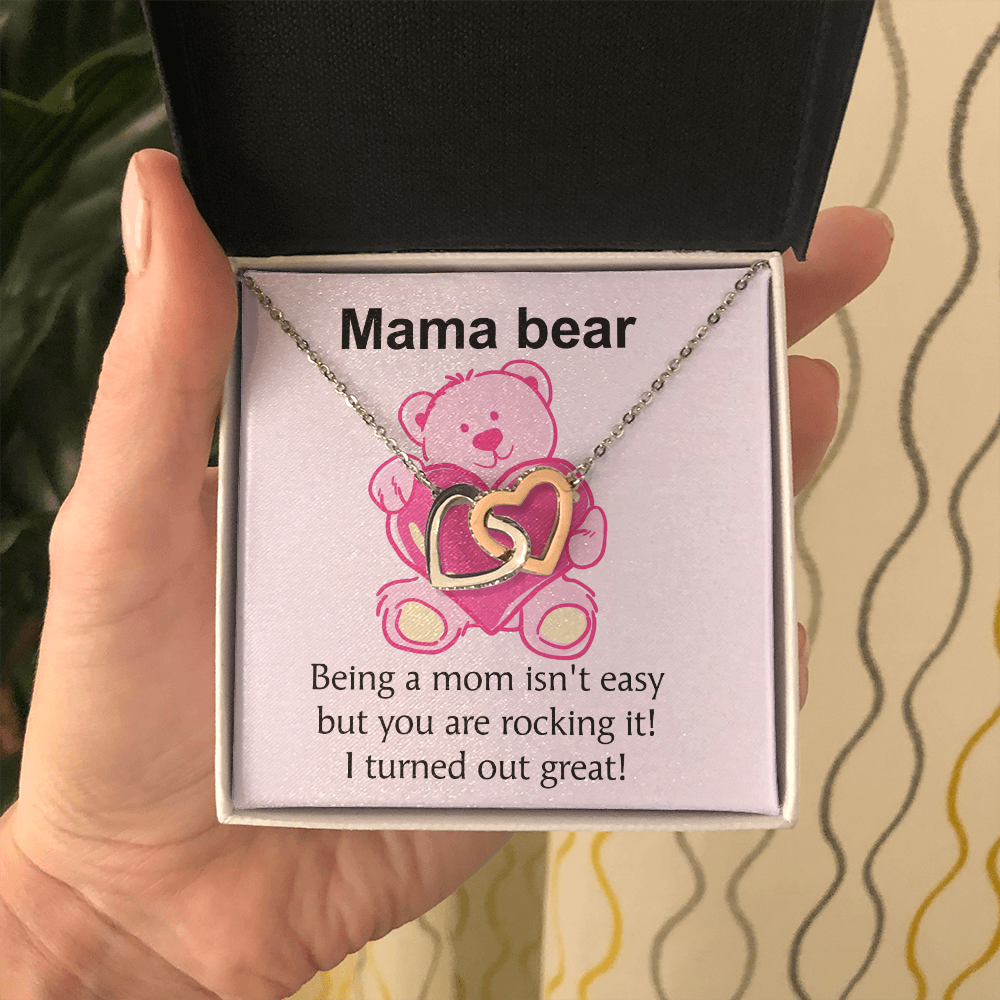 Mama Bear Heart Necklace - Mom Bear Gif Heart Pendant From Son Or Daughter