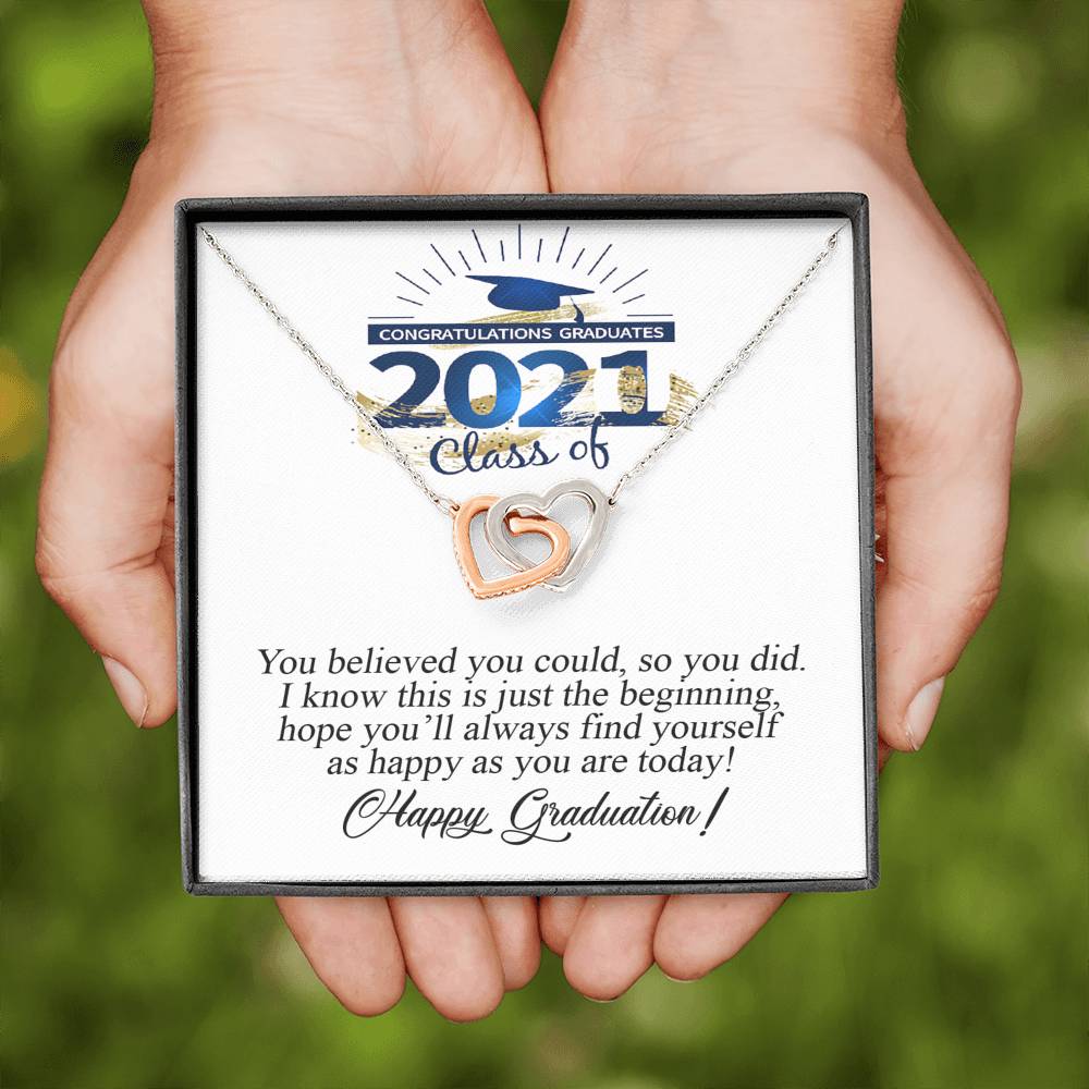 College Graduation Gift Interlocking Hearts Necklace, Graduation Gift for Her