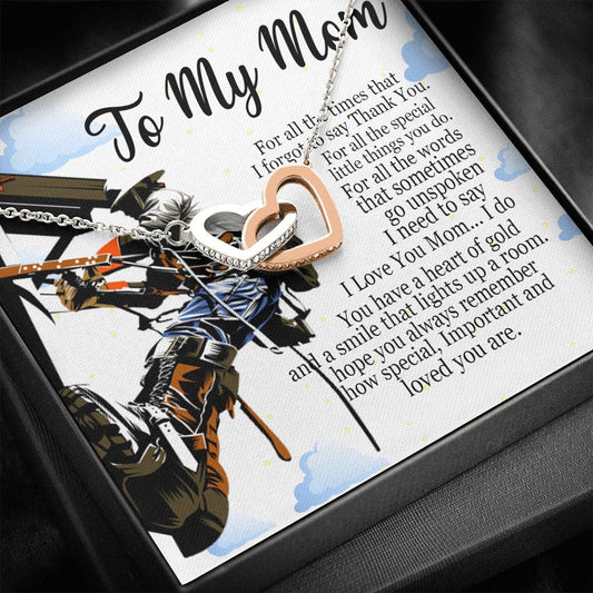 Lineman's Mom Interlocking Heart Necklace Mother Jewelry Mothers Day Gift