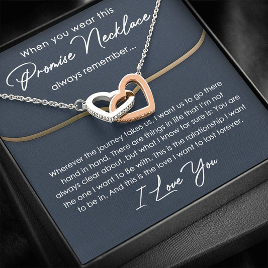 To My Girlfriend Interlocking Hearts Necklace With Message Card For Girlfriend