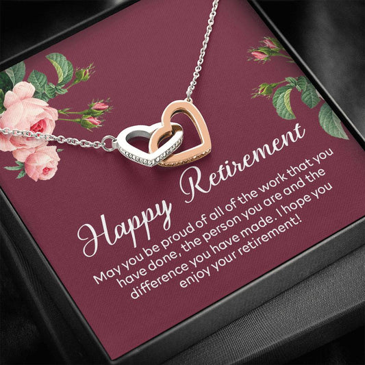 Retirement Necklace, Interlocking Heart Necklace, Retirement Gifts For Woman