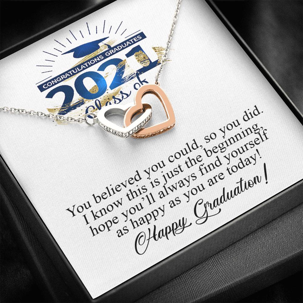 College Graduation Gift Interlocking Hearts Necklace, Graduation Gift for Her