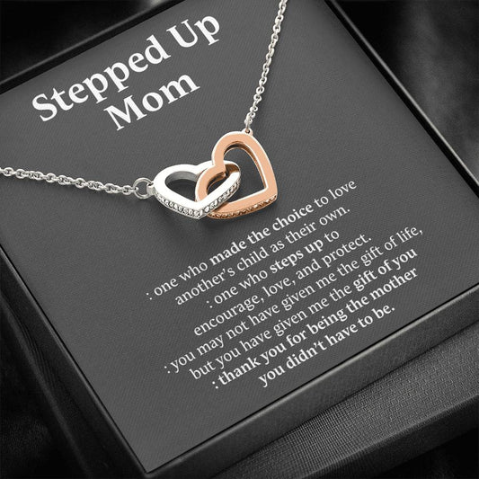 Stepped Up Mom Gifts Stepmom Necklace Jewelry for Woman Bonus Mother's Birthday