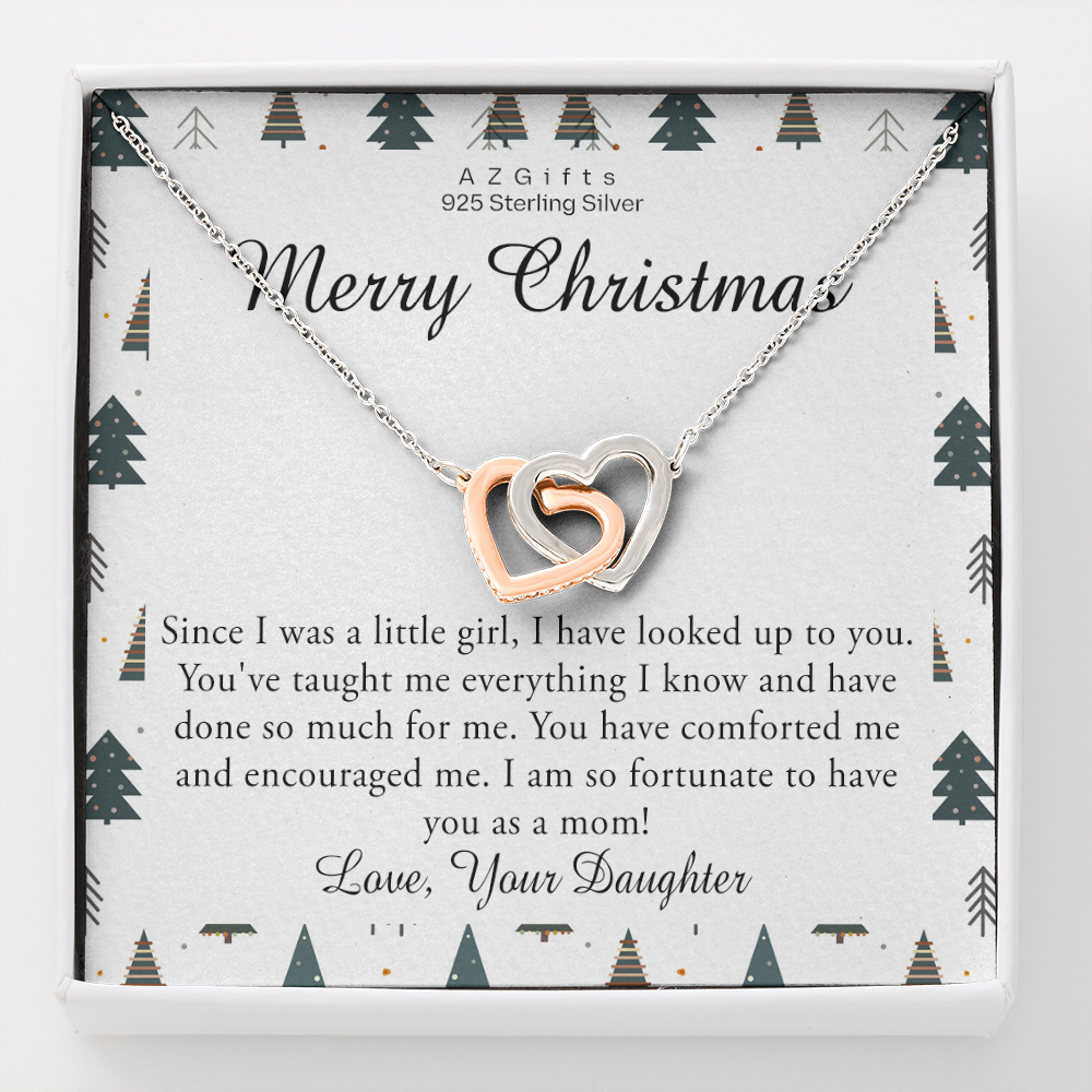 Merry Christmas Gift From Daughter, Christmas Necklace Gift For Mom interlocking hearts necklace 1608