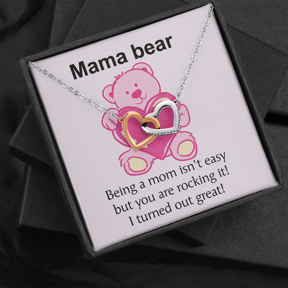 Mama Bear Heart Necklace - Mom Bear Gif Heart Pendant From Son Or Daughter