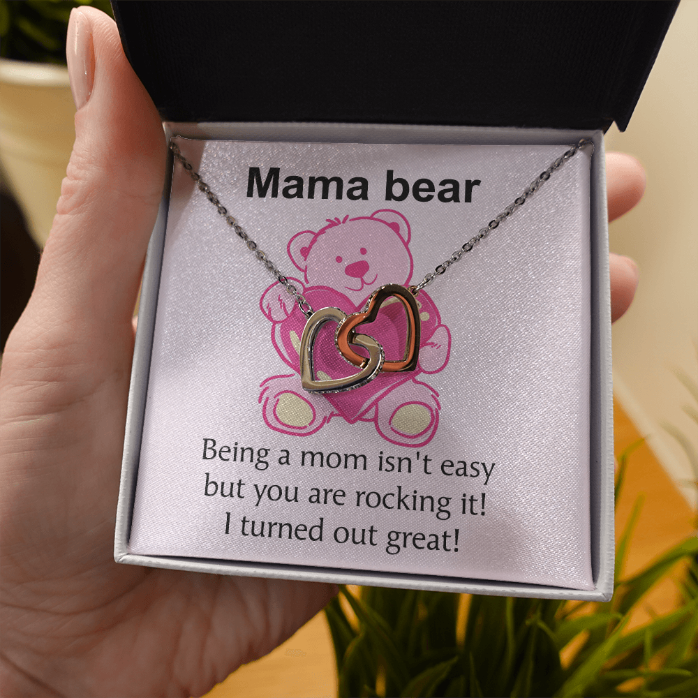 Mama Bear Heart Necklace - Mom Bear Gif Heart Pendant From Son Or Daughter