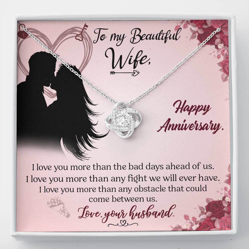 To My Wife Necklace From Husband, Love Knot Necklace, Anniversary Gift For Wife