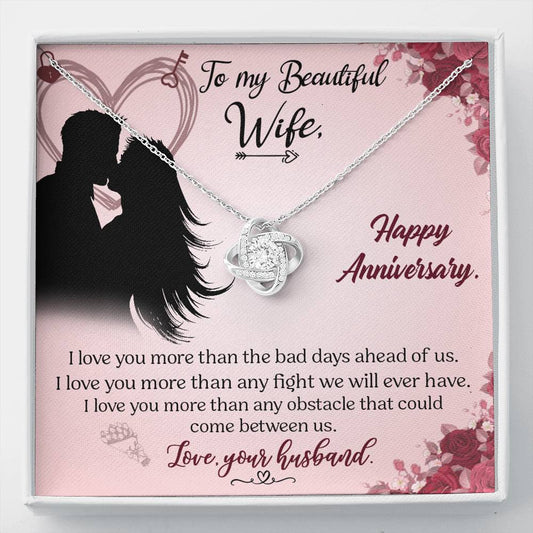 To My Wife Necklace From Husband, Love Knot Necklace, Anniversary Gift For Wife