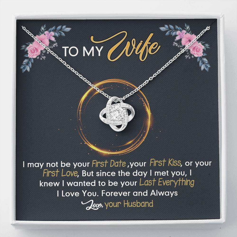 To My Wife Pendant Last Everything Love Knot Necklace Gift Set with Message Card