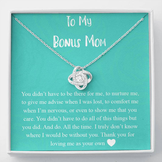 To My Bonus Mom Necklace, Mother's Day Gift for Step Mom, Love Knot Necklace
