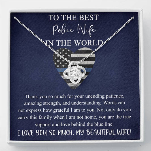 Police Wife Gift, Wife of Police Officer Love Knots Necklace, Valentine's Gift