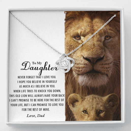 To My Daughter From Dad Lion Jewelry Love Knot Necklace Gift For Women, Girl