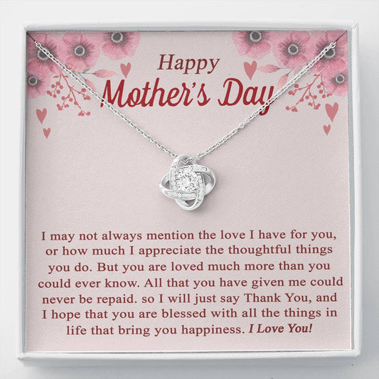 Happy Mother's Day From Son Or Daughter Love Knot Necklace Gift For Mom