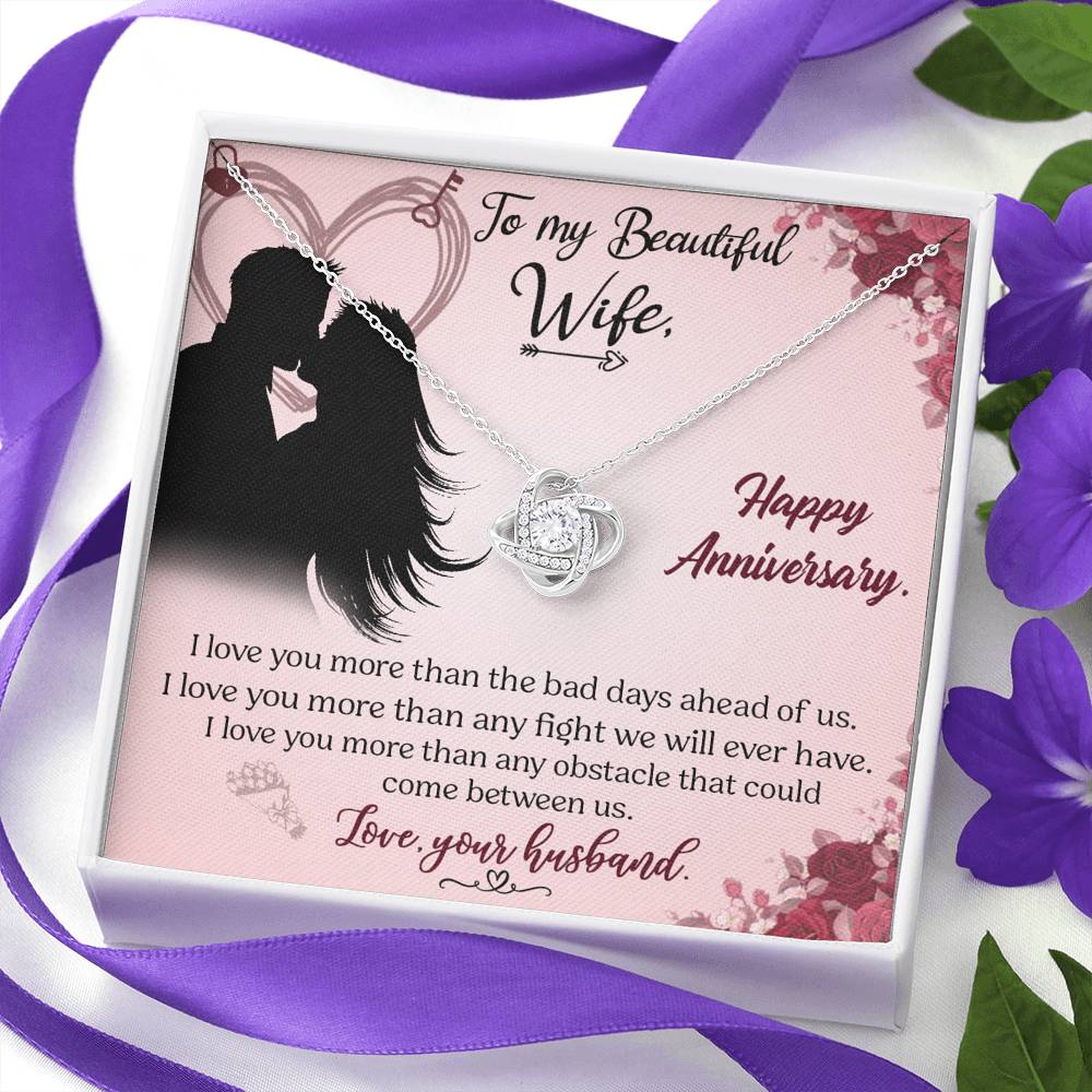 To My Wife Necklace From Husband, Love Knot Necklace, Anniversary Gift For Wife