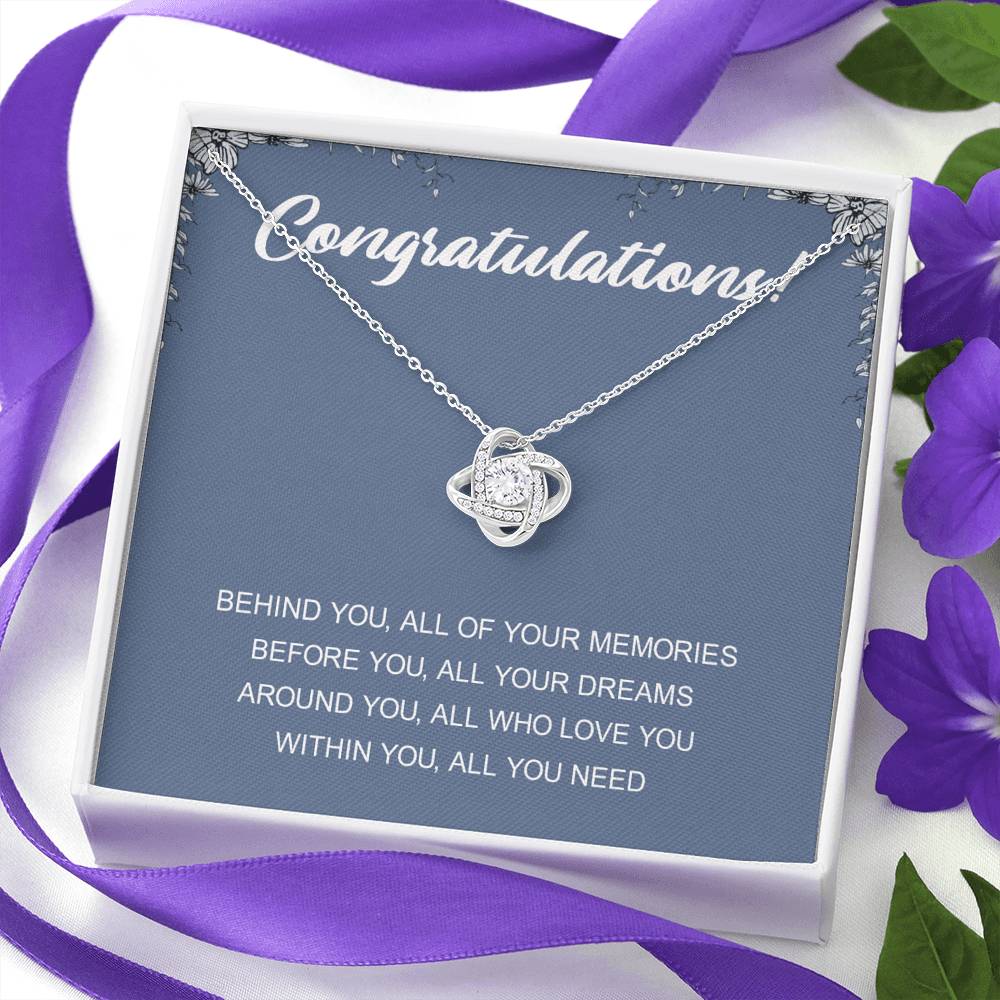 Graduation Gift Necklace for Girls College, High School, Love Knot Necklace