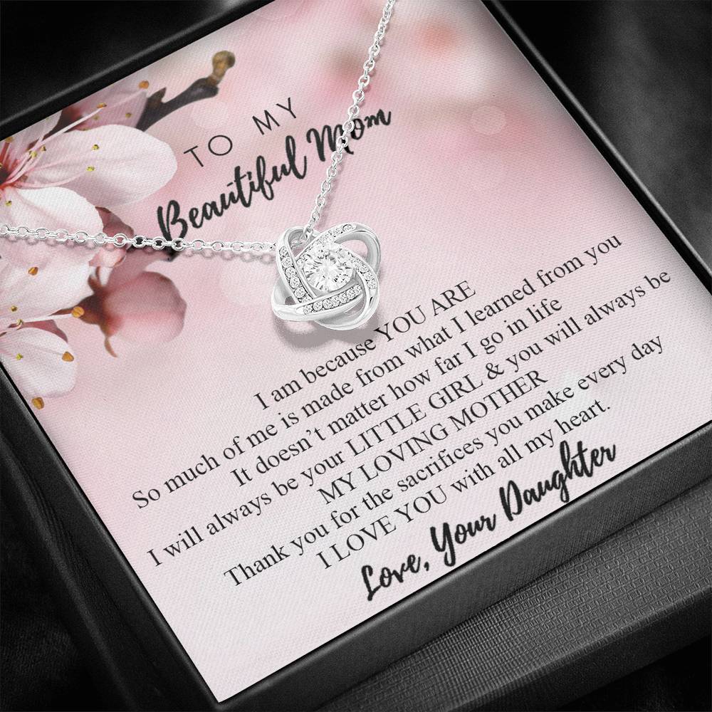 To My Beautiful Mom Necklace Mother's Day Gift Jewelry for Mom Daughter Mom Gift