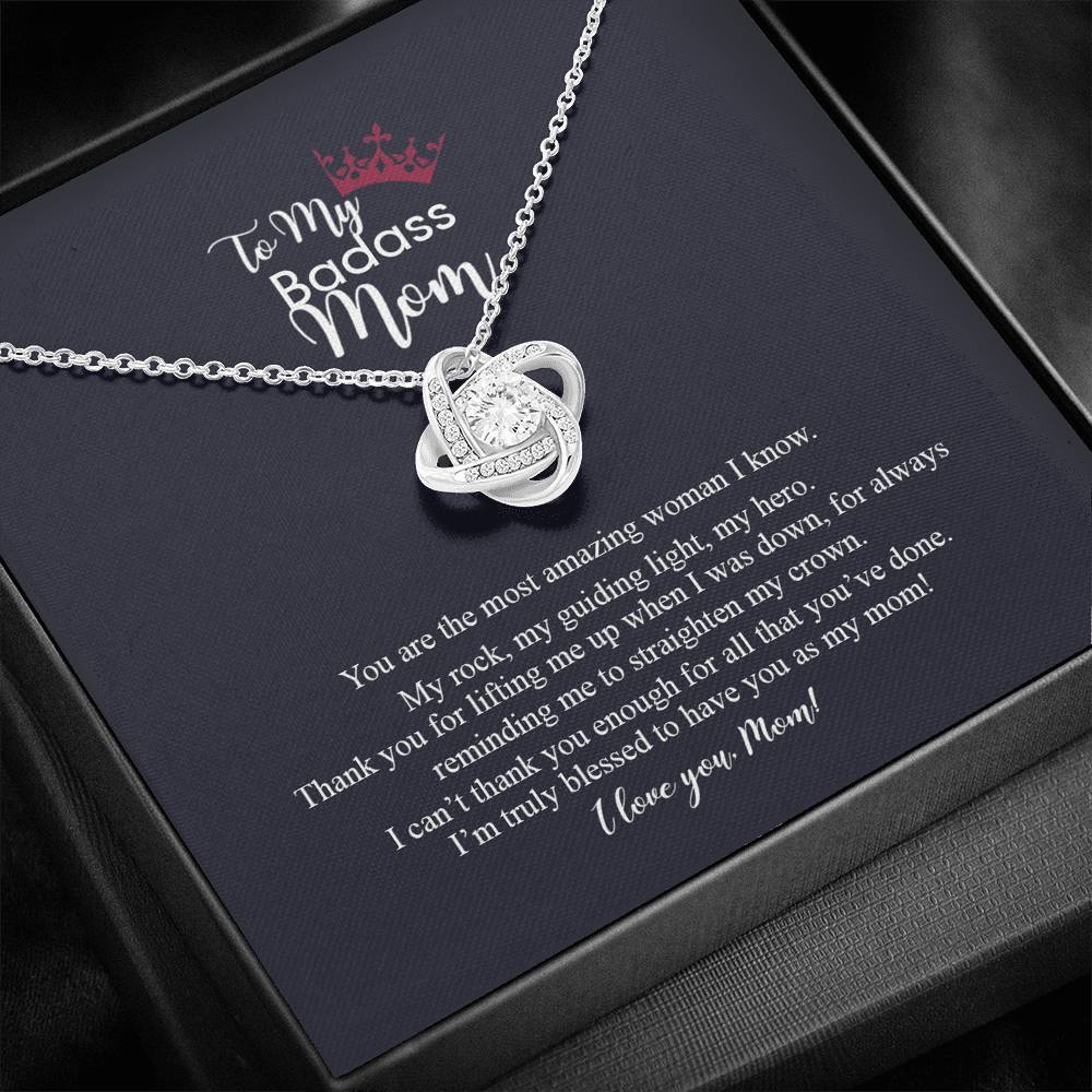 To My Badass Mom Love Knot Necklace, Gift For Mom Mother's Day Birthday Gift