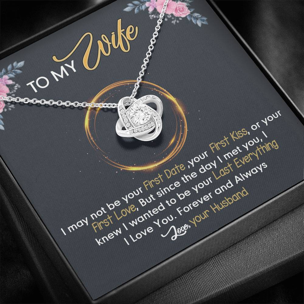 To My Wife Pendant Last Everything Love Knot Necklace Gift Set with Message Card