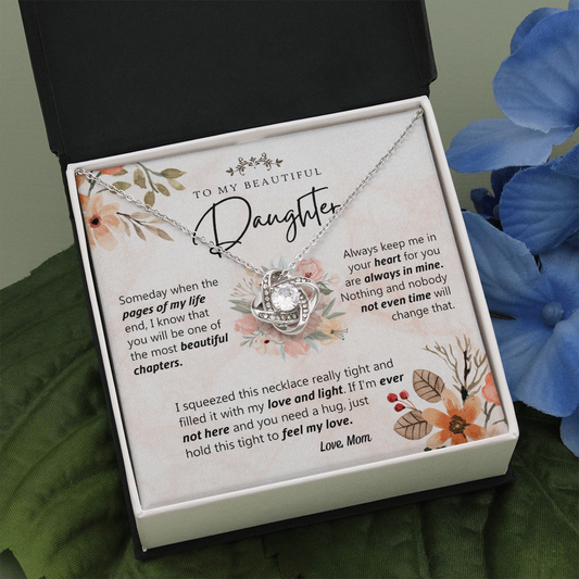 To My Beautiful Daughter Love Knot Necklace Christmas Gift For Daughter From Mom
