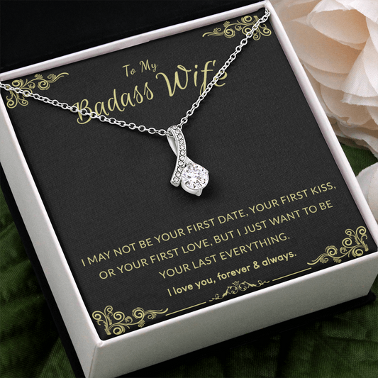 To My Badass Wife Gifts Necklace Anniversary Gift for Wife Birthday Gift for Her