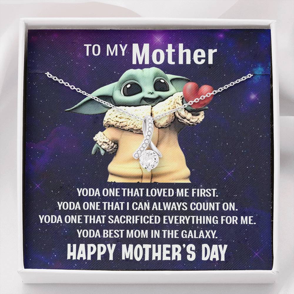 To My Mother Necklace, Baby Yoda Best Mom Necklace Gift, Mothers Day Necklace