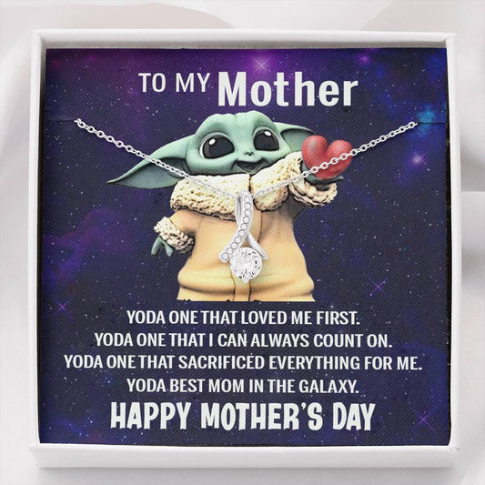 To My Mother Necklace, Baby Yoda Best Mom Necklace Gift, Mothers Day Necklace