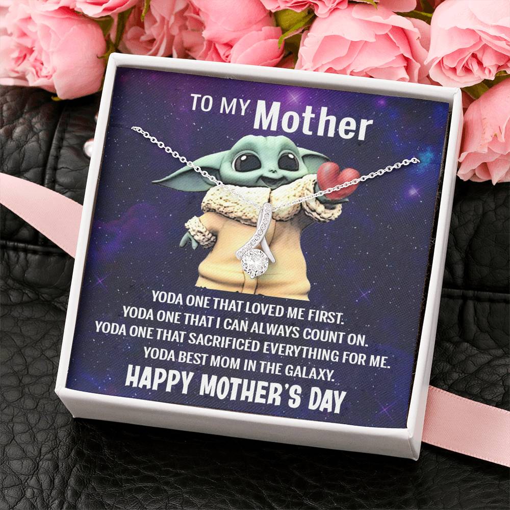 To My Mother Necklace, Baby Yoda Best Mom Necklace Gift, Mothers Day Necklace