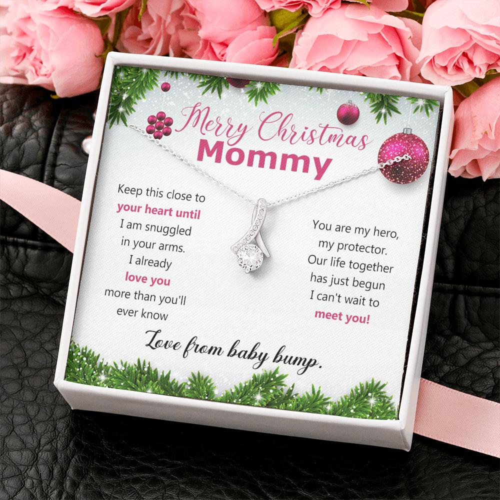 Mommy To Be Merry Christmas Present Necklace From Baby Bump First time mommy