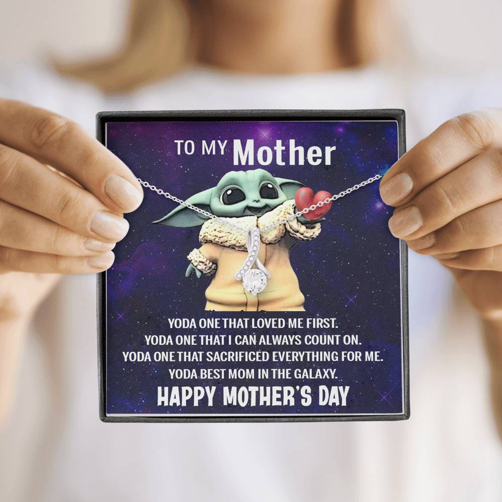 To My Mother Necklace, Baby Yoda Best Mom Necklace Gift, Mothers Day Necklace