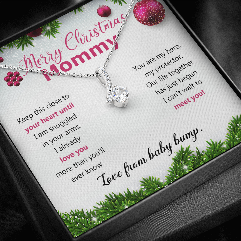 Mommy To Be Merry Christmas Present Necklace From Baby Bump First time mommy