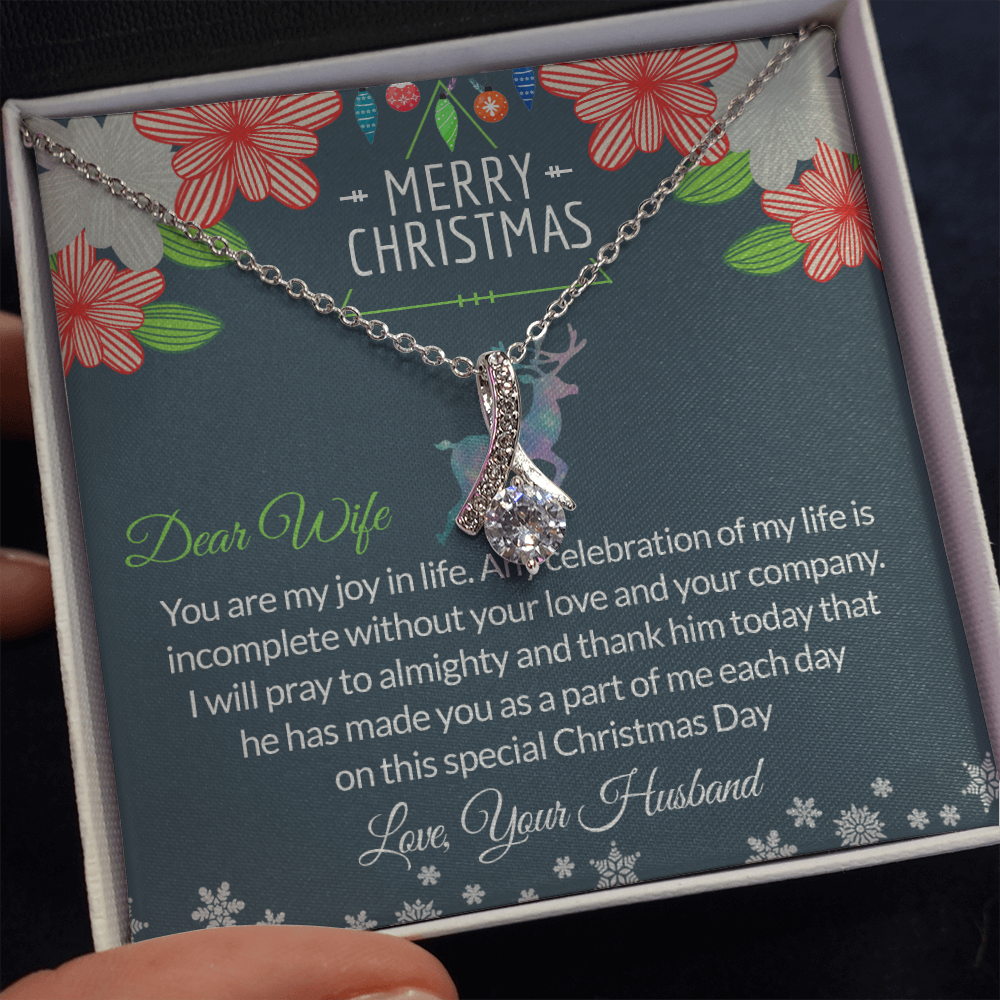 To My Wife Necklace For Women Merry Christmas Present for Wife Necklace For Wife