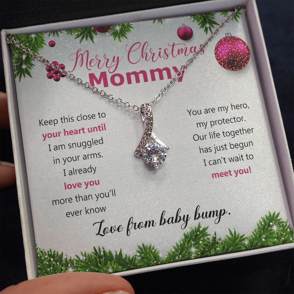 Mommy To Be Merry Christmas Present Necklace From Baby Bump First time mommy