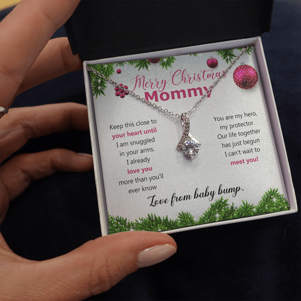 Mommy To Be Merry Christmas Present Necklace From Baby Bump First time mommy