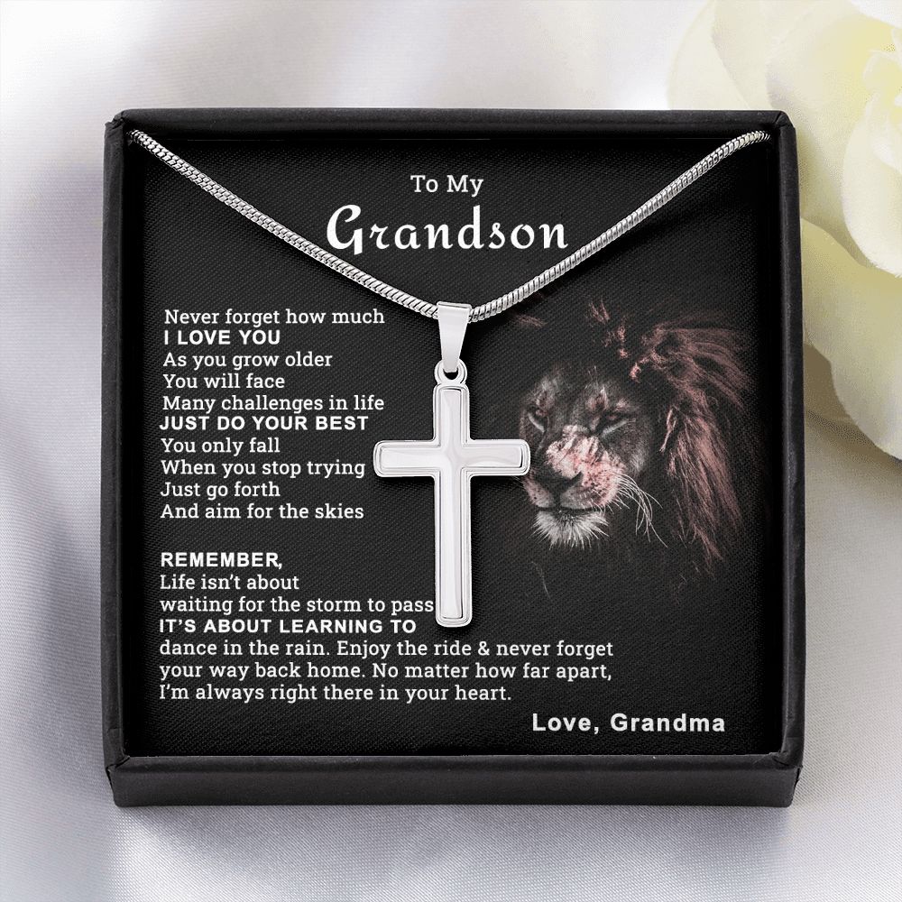 To My Grandson Cross Necklace From Grandma Gift For Grandson Graduation Gift 175220736548