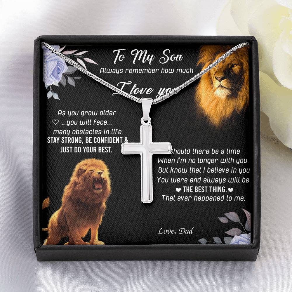 Lion Father To Son Necklace from Dad Gifts Son's Birthday Communion Graduation