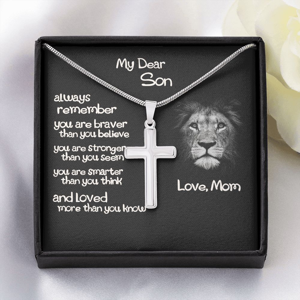 To My Son Necklace From Mom and Dad Jewelry Son Gifts From Mom and Dad, Mother and Son Necklace, Birthday Gift For My Son Graduation Christmas Cuban Link Chain Necklace Present