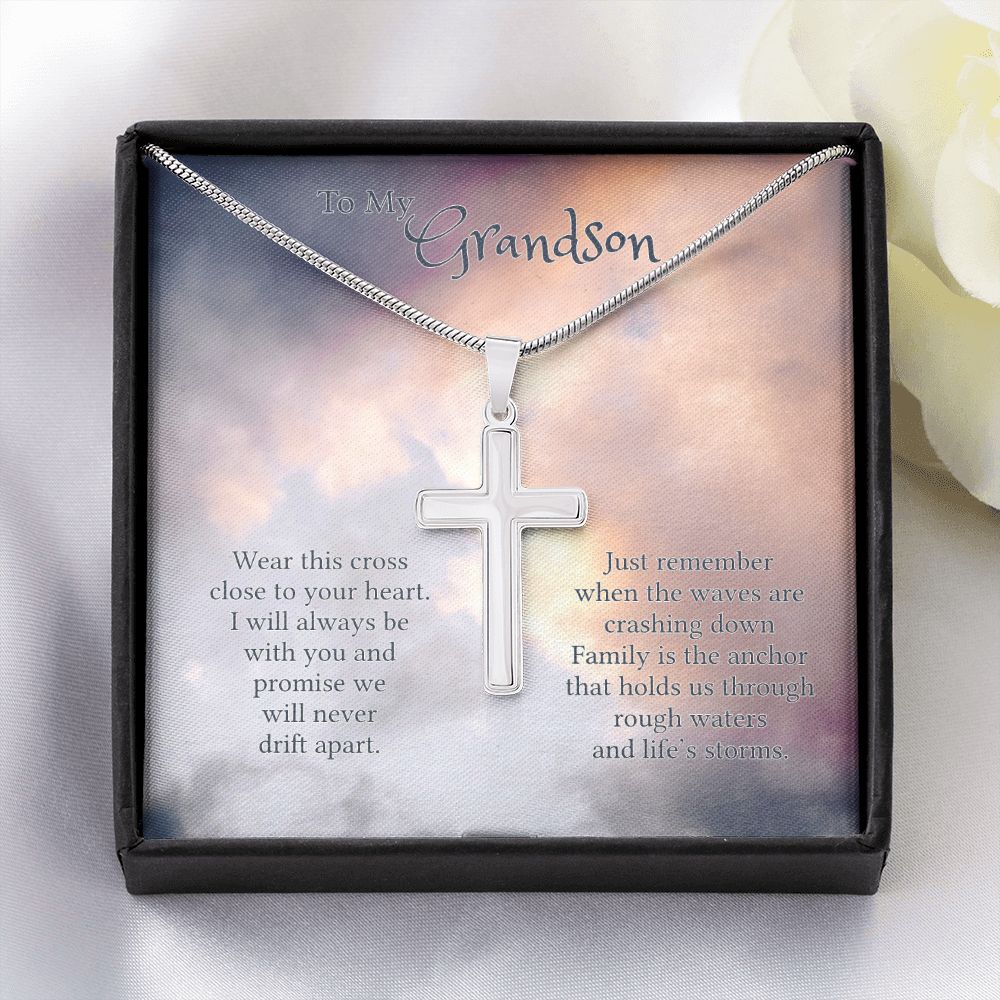 To My Grandson Cross Necklace Jewelry Gift For Grandson Graduation Gift for Him 175220731509