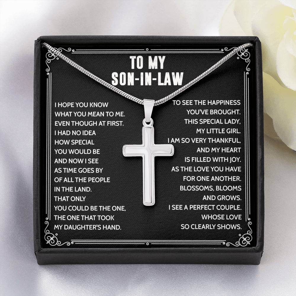 Mother to Son-in-law Cross Pendant Necklace for Son-in-law Birthday Wedding Gift