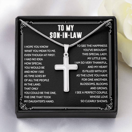 Mother to Son-in-law Cross Pendant Necklace for Son-in-law Birthday Wedding Gift
