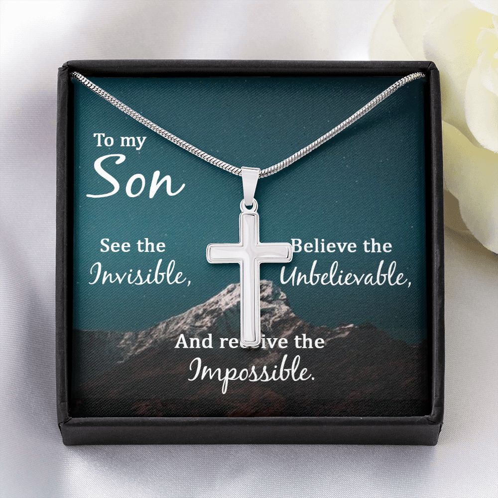 To My Son Necklace From Mom and Dad Jewelry Son Gifts From Mom and Dad, Mother and Son Necklace, Birthday Gift For My Son Graduation Christmas Cuban Link Chain Necklace Present
