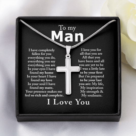 To My Man Necklace Gift For Him Cross Necklace Valentines Day Day For Boyfriend 175100656247